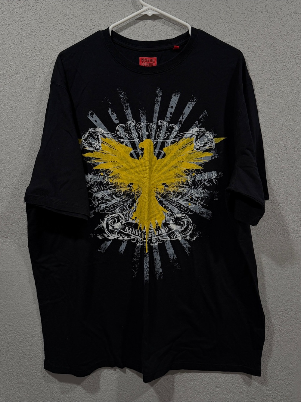Men's Black Graphic Tee with Yellow Eagle Design